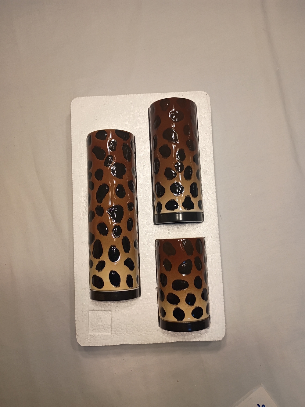 #6026 Retired Gold Canyon Leopard Glass Pillar Candle Holders - Picture 2 of 11